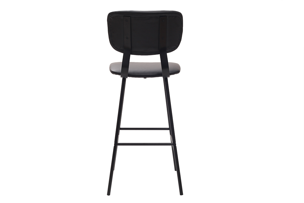 Tabourets de bar vintage noirs avec pieds m�tal 75 cm (lot de 2) LAB