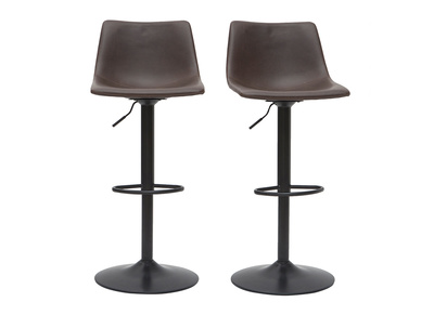 Tabourets de bar vintage r&eacute;glables pivotants marron (lot de 2) NEW ROCK