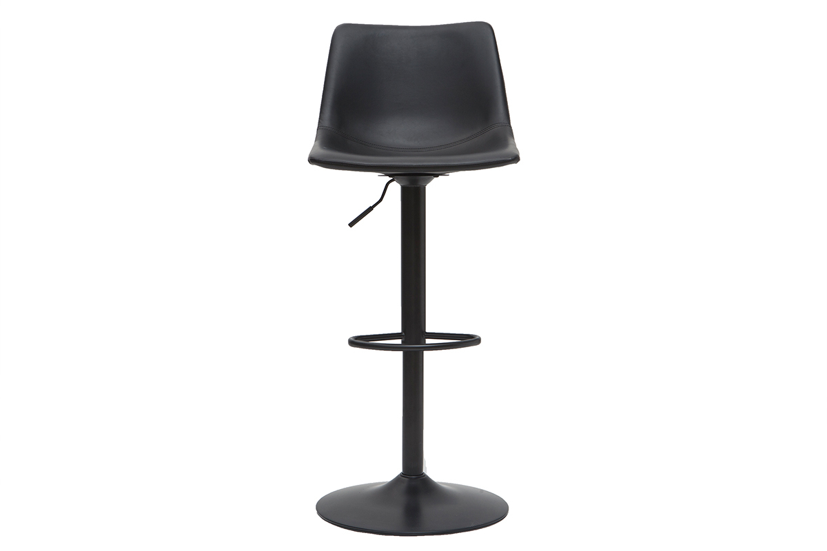 Tabourets de bar vintage r�glables pivotants noirs (lot de 2) NEW ROCK