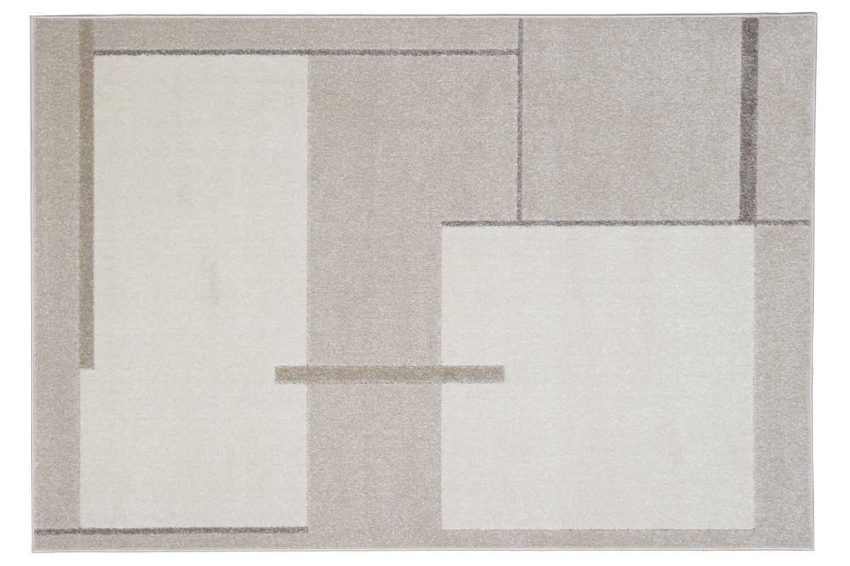 Tapis rectangulaire beige � motifs g�om�triques 150 x 220 cm IRENE
