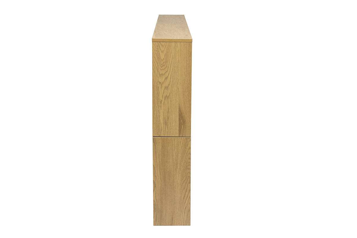 T�te de lit avec rangements en bois ch�ne, vue de profil, 170 cm de large, finition claire et naturelle.