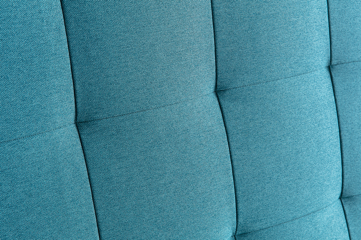 T�te de lit capitonn�e en tissu bleu canard L160 cm HALCIONA