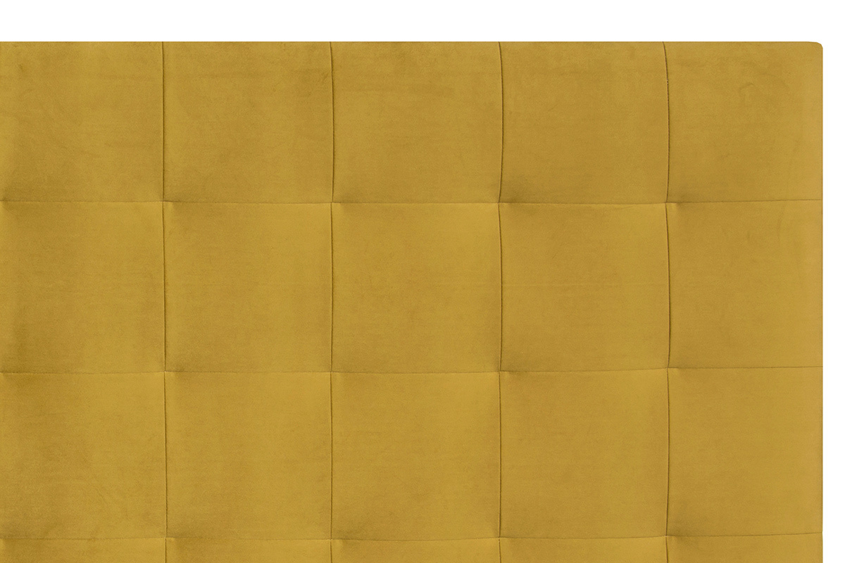 T�te de lit capitonn�e en tissu velours jaune moutarde L160 cm HALCIONA