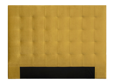 T&ecirc;te de lit capitonn&eacute;e en tissu velours jaune moutarde L160 cm HALCIONA