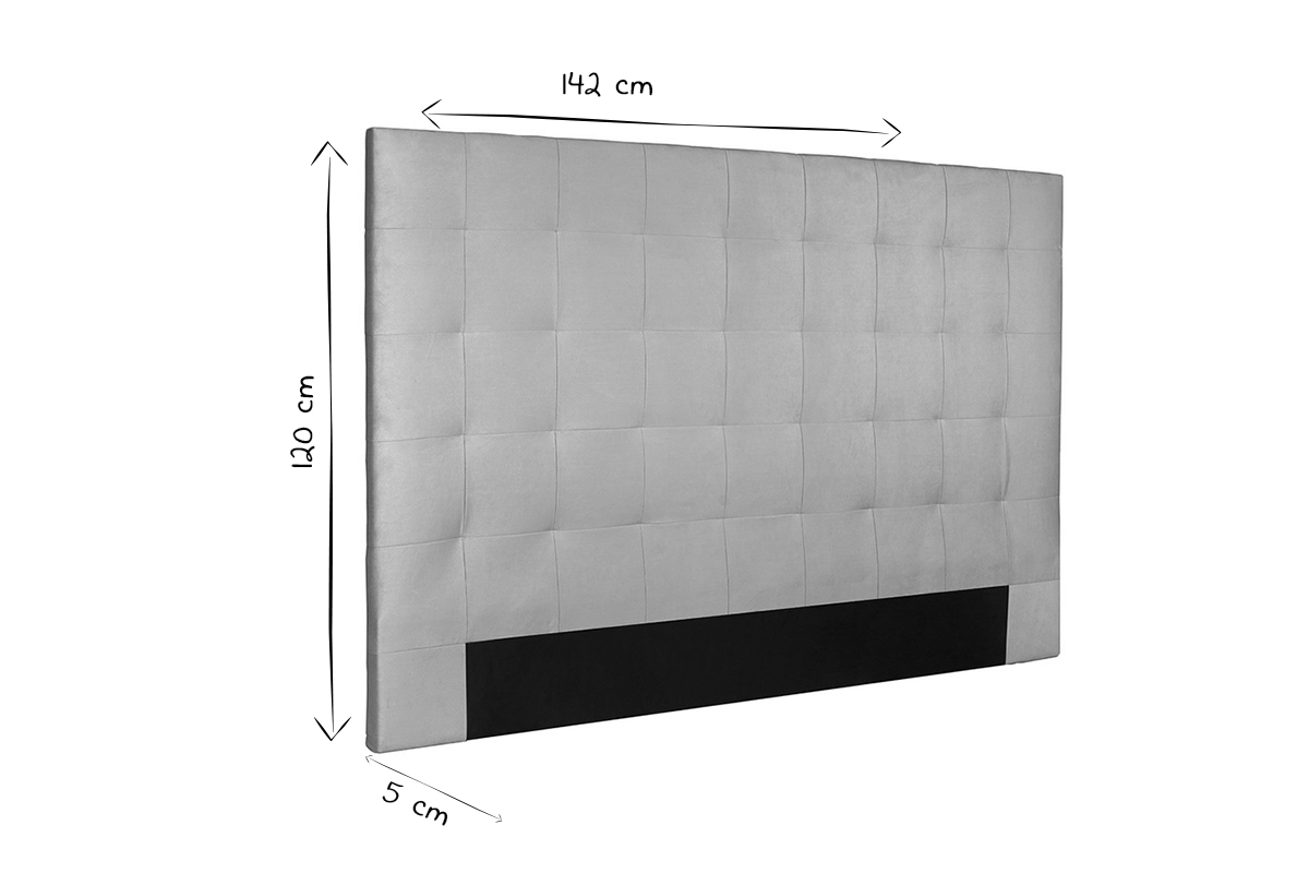 T�te de lit capitonn�e en tissu velours taupe L140 cm HALCIONA
