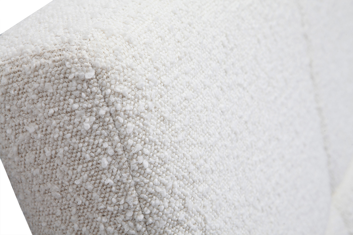 T�te de lit en tissu effet laine boucl�e blanc L160 cm CLOVIS